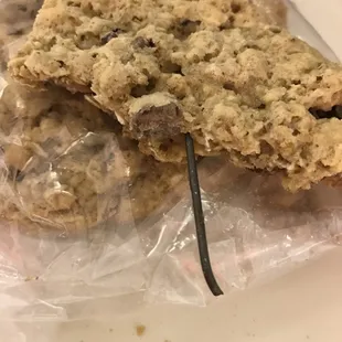 Here's a photo of the wire inside of a cookie.