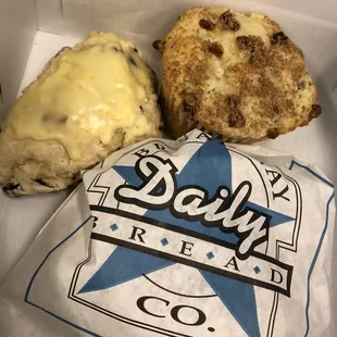 Orange Cranberry Scone, Sour Cream Pecan Muffin