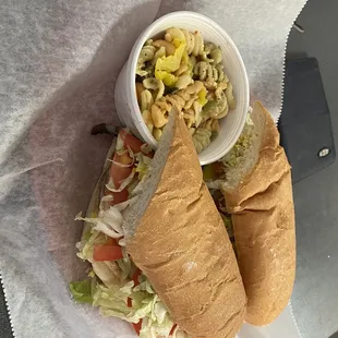 Park Ave 12 inch, and a small pasta Salad