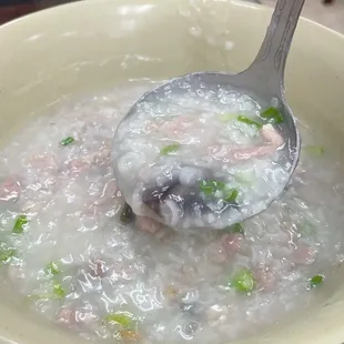 century egg and pork congee