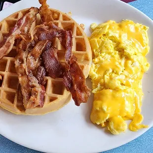 Great waffles w/ scrambled &amp; bacon