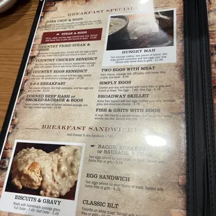 First page of menu