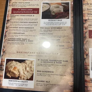 the menu of the restaurant