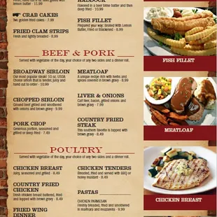 NEW MENUS!! Broadway Lunch Entrees, and those are the real pictures too!