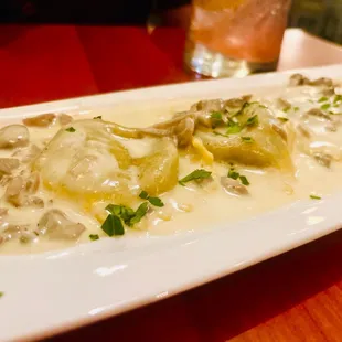 Mushroom Ravioli. Really good!