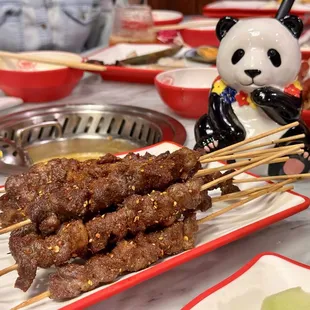 Beef Skewers, Pandaren Cocktail (Boba tea infused liquor cocktail) Amazing!!!