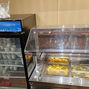 Ice cream, fruits and desserts.