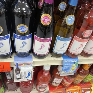 bottles of wine on a shelf