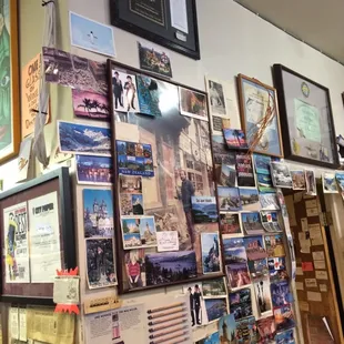 a wall full of posters