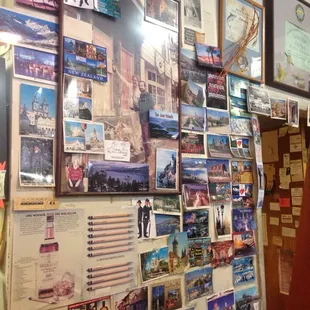 a wall full of posters