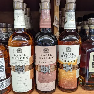 a variety of bottles of alcohol