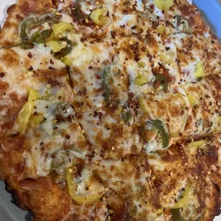Small cheese pizza w/ jalapenos &amp; banana peppers
