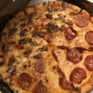 Pepperoni and Sausage pizza