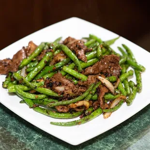 Green bean beef with black bean sauce