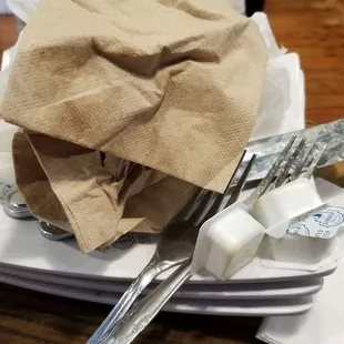 Results of a great meal!  Fresh Hot Waffles disappeared!