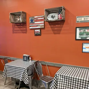 tables and chairs in a restaurant