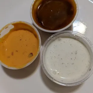 three different sauces