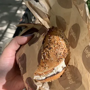 Everything bagel with cream cheese