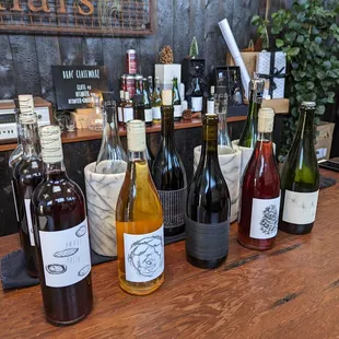 a variety of wine bottles