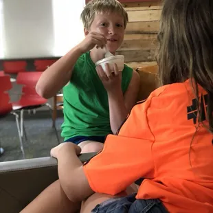 Enjoying ice cream on a warm day