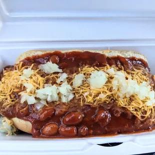 Red chile cheese dog