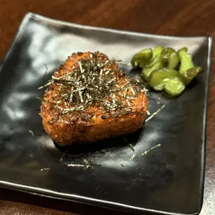 Grilled kimchi and cheese rice ball