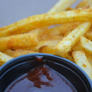 french fries and ketchup