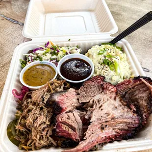 Meat Plate with Classic &apos;OG&apos; Brisket, Pulled Pork, Southern Potato Salad, and Coleslaw
