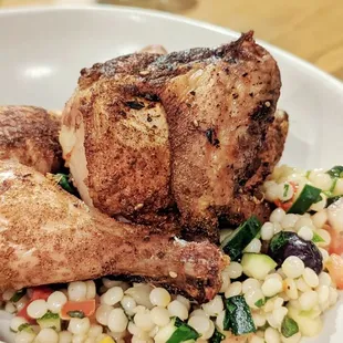 Crispy Lemon Za&apos;atar Chicken with Mediterranean Couscous