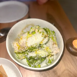 Little Gem Hearts: ramp caesar, crispy sourdough, pecorino tartufo