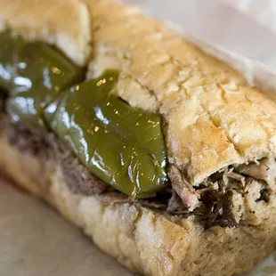a sandwich with peppers