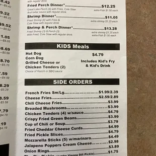 a menu for a restaurant