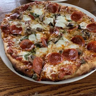 My personal favorite and recommendation is the mushroom and pepperoni pizza, always cooked perfectly.