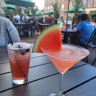 Blueberry lemonade and watermelon martini