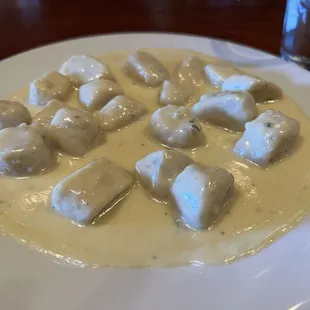 super dense gnocchi with a delicious gorgonzola sauce