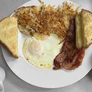 Special 2. 2 eggs 2 bacon toast and hash brown.