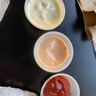 Tartar Sauce, Fry Sauce and Ketchup