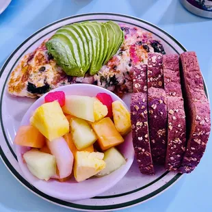 21. Veggie Omelette + whole wheat toast + fruit cup