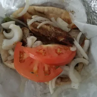 Onions on a pita