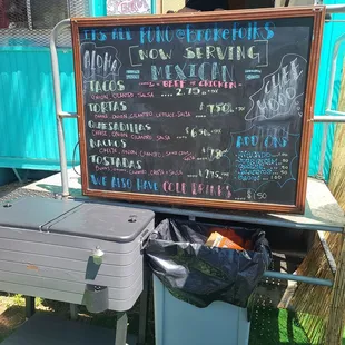 a chalkboard with a menu on it