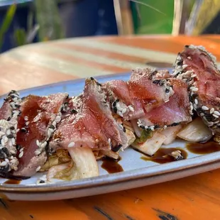 Totally Tuna Appetizer with seared tuna and Kimchi