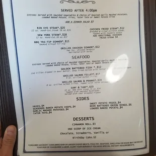 menu