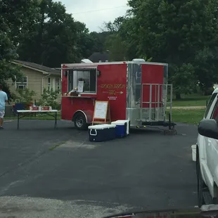 a food truck parked in a parking lot