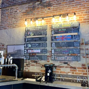 The current beer menu