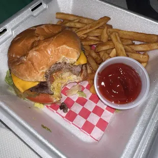 Cheeseburger and fries