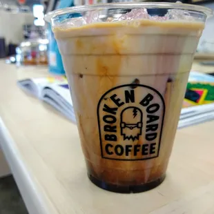 Iced blueberry lavender latte