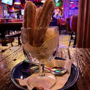 Churros and pumpkin ice cream