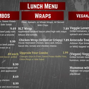 Lunch Menu pt 1 : Tuesday-Sun 11am-1pm