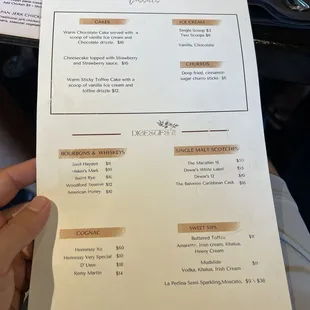 Dessert Menu