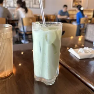 a tall glass of milkshake
